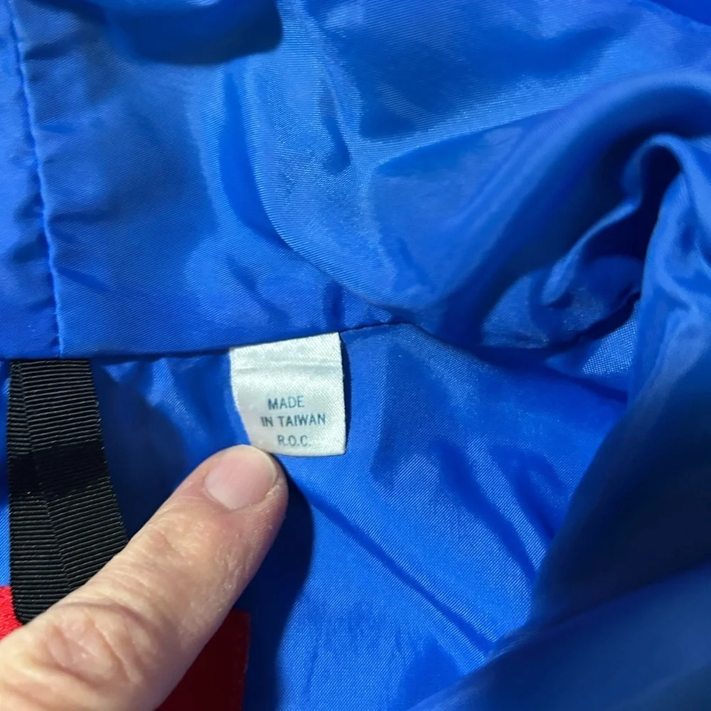 Vtg The North Face Blue & Teal Colorblock Hooded Windbreaker size large